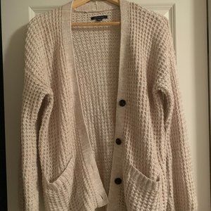 AE Slouchy Waffle Cardigan Sweater in Oatmeal